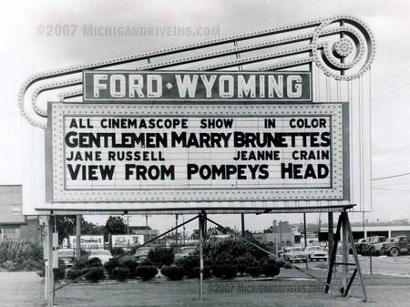 Ford-Wyoming Drive In Dearborn - 1955 Original Marquee Photo Copyright Michigandriveinscom (newer photo)